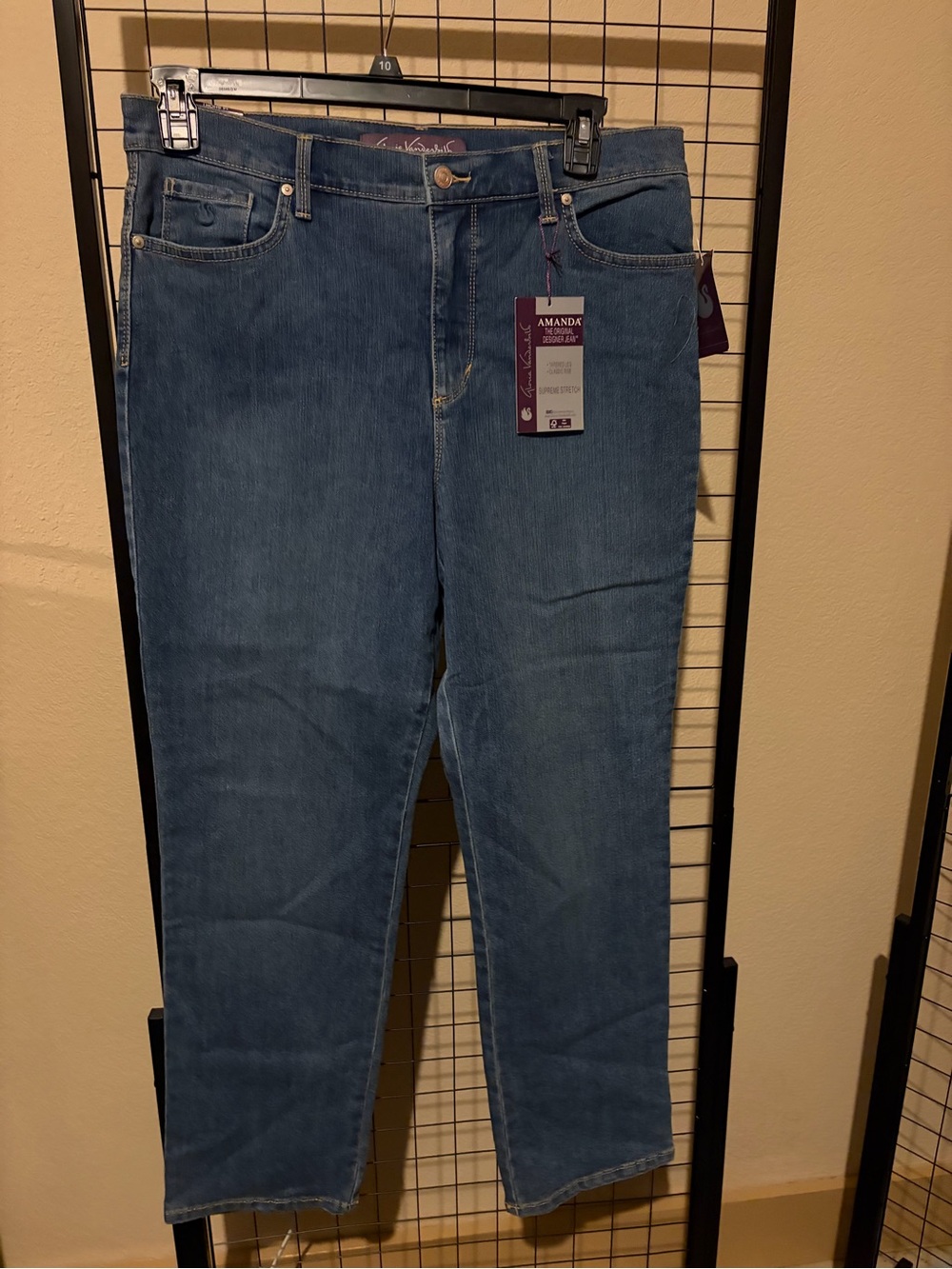 Gloria Vanderbilt Amanda Straight-Leg Jeans in Denim Blue 14 Short